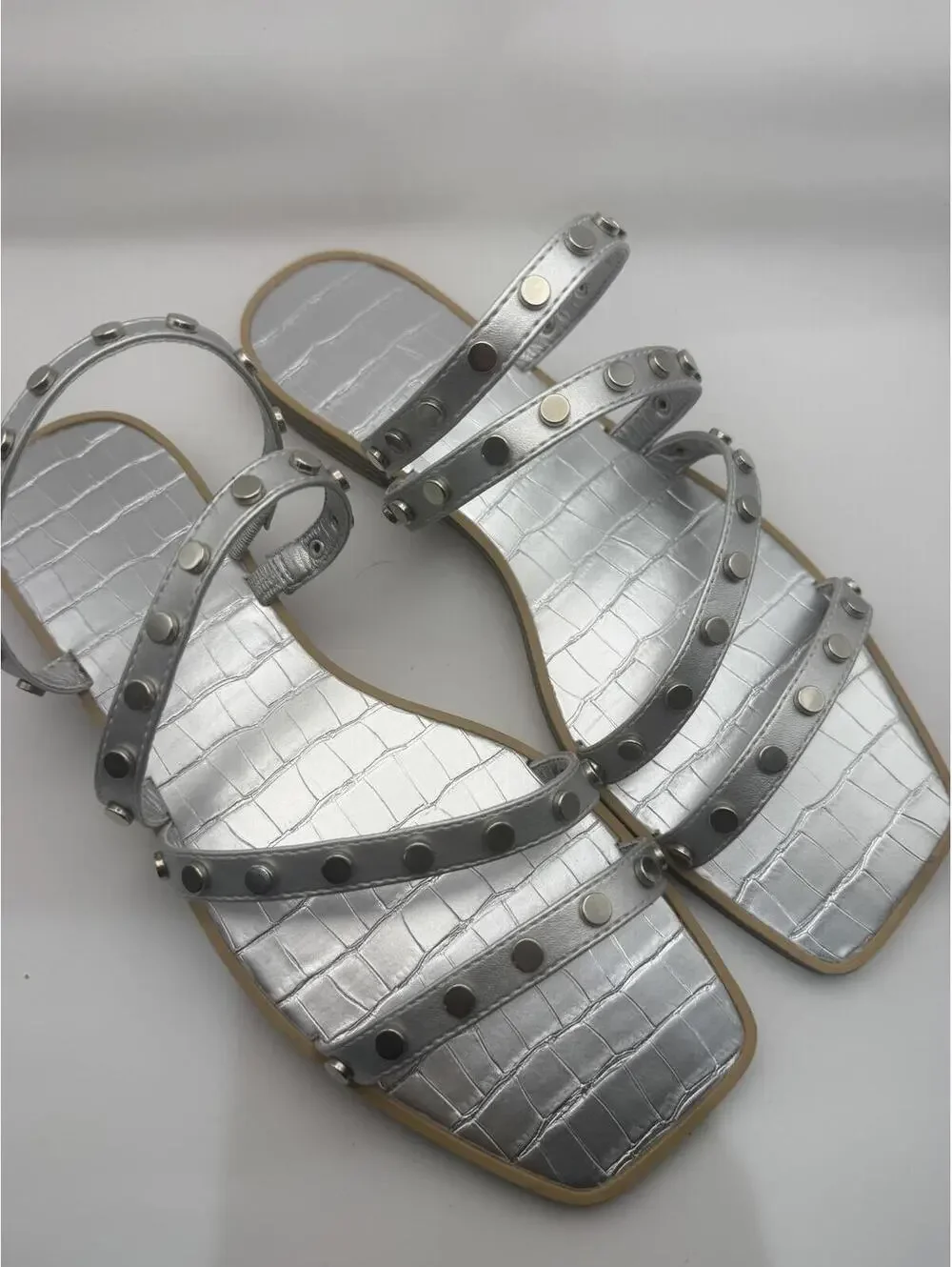 Silver Studded Strappy Women's Sandals size 9